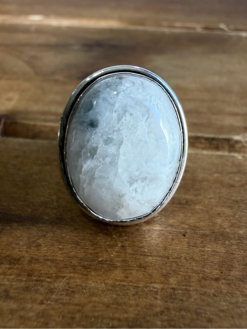 Rainbow Moonstone Gemstone Ring Size 7 Jewelry Silver Plated Vintage Style Boho